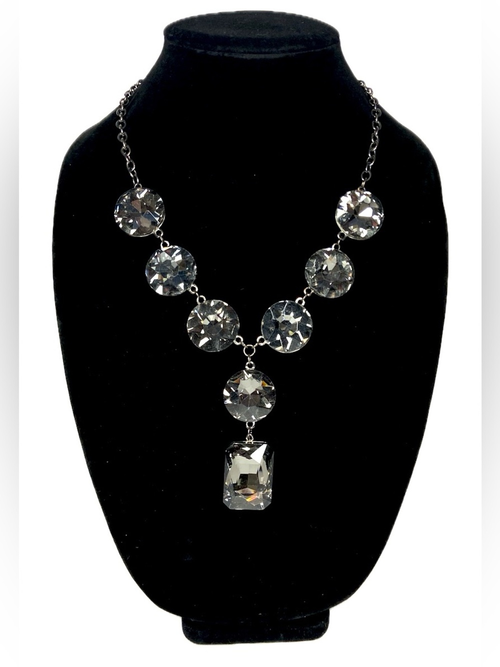 Statement Piece Necklace - Silver-Tone Sparkling Pendant